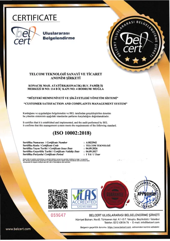 ISO 10002:2018 müşteri memnuniyeti ve şikâyet yönetim sistemi