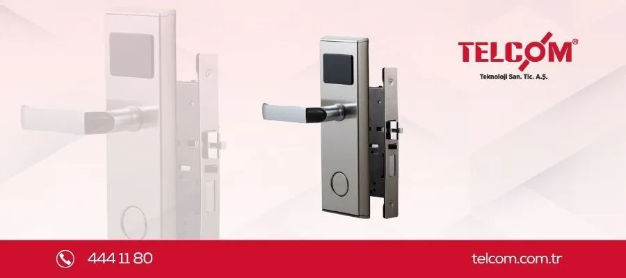 Üstte kart okuyucusu bulunan paslanmaz çelik otel kapı kilidi