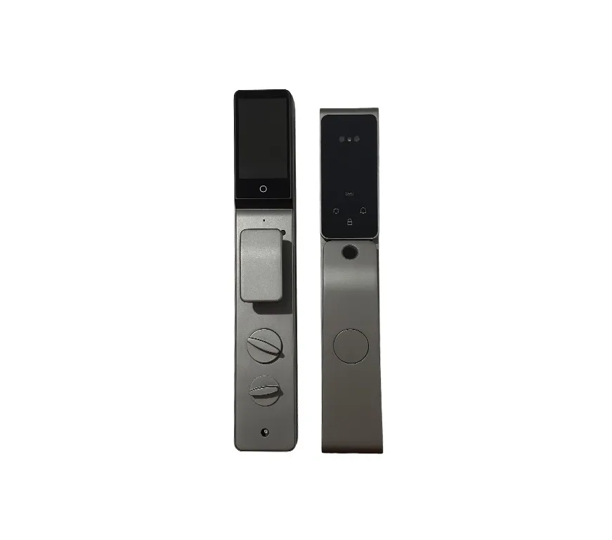S820 akıllı kapı kilidi, ekranlı ve dokunmatik tuşlu gri iç ve dış panel